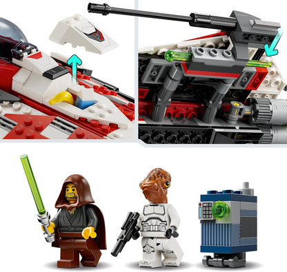 LEGO Star Wars Jedi Bob’s Starfighter Buildable Toy Vehicle para meninos e meninas de 8 anos ou mais, com 2 minifiguras de personagens e uma figura de Droid,