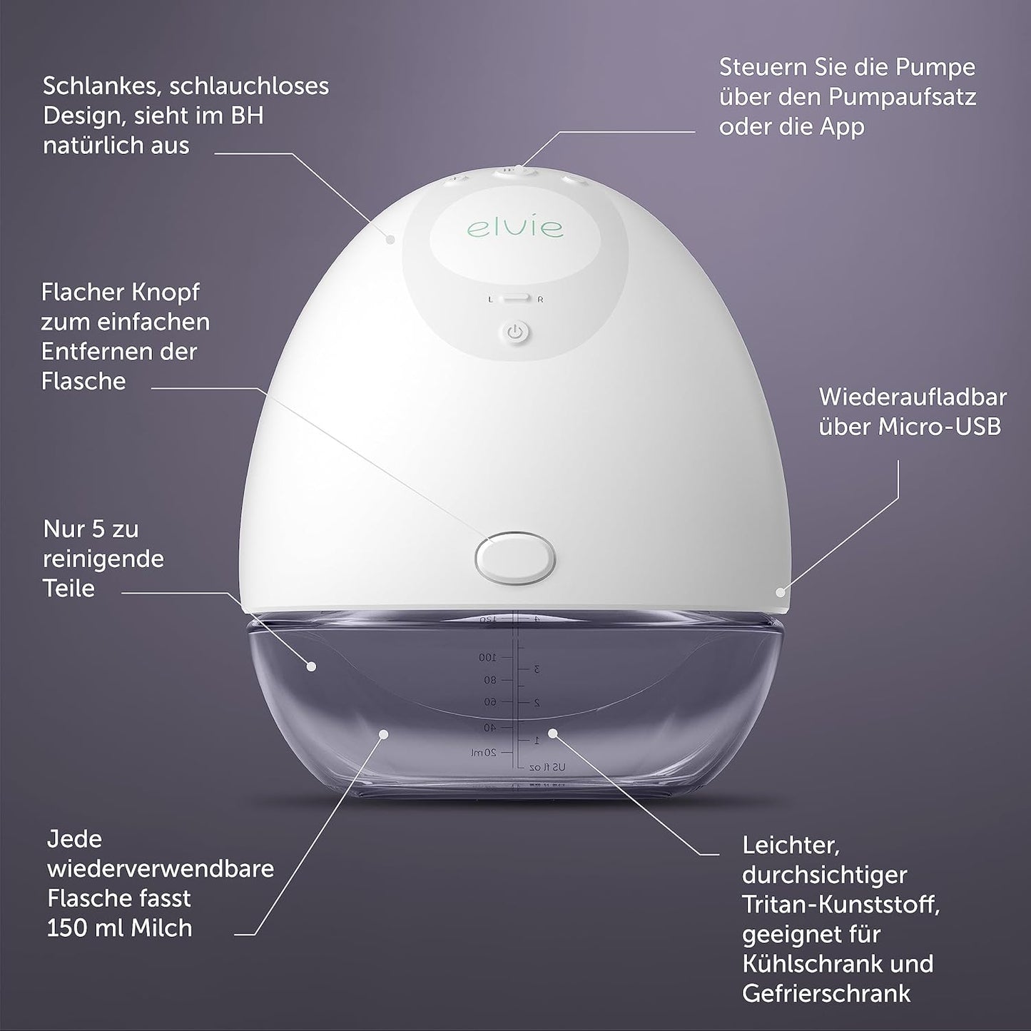 Elvie Bomba | Extractor de leche eléctrico doble portátil (carcasas de 21 mm/24 mm): portátil inteligente con manos libres y aplicación El extractor inteligente más pequeño y silencioso, paquete de 3, paquete de 2