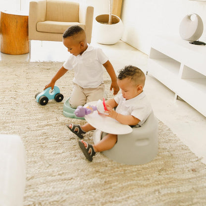 Bumbo Assento com bandeja para apoio de bebê – Assentos de bebê para sentar até 6 meses mais – Assento de chão para bebê Cool Grey