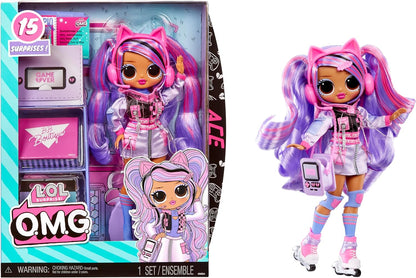 LOL. Surpresa! OMG Fashion Doll Ace com 15 surpresas - boneca incluindo moda e acessórios com tema de jogos - ótimo para crianças a partir de 4 anos