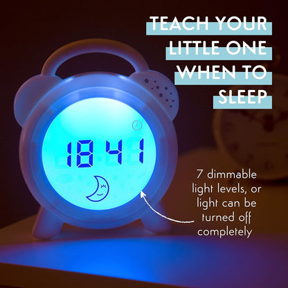 PurFlo Snoozee Reloj entrenador de sueño para niños pequeños | Despertador Infantil y Luz Nocturna Infantil | Recargable y portátil