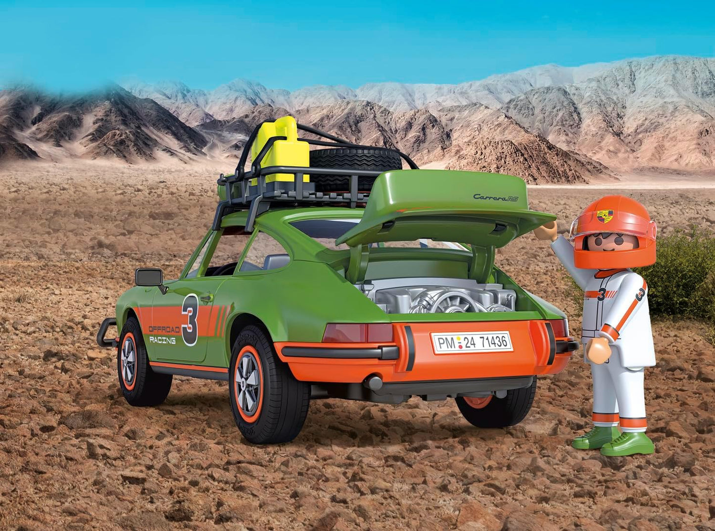 Playmobil 71436 Porsche 911 Carrera RS 2.7 Off-Road Edition, passeios emocionantes por qualquer terreno, com diversas funções, carro colecionável ou conjuntos de jogos adequados para crianças a partir de 5 anos