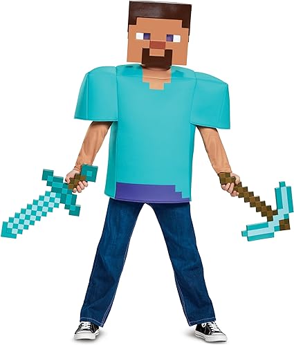 Disguise Fantasia de Steve Minecraft, fantasias de Halloween para meninos disponíveis nos tamanhos S, M e L