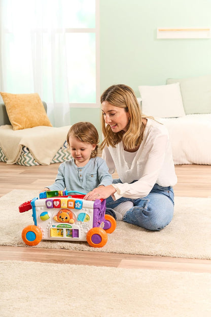 VTech Carrinho de atividades Baby Sort & Discover, Painel de atividades com luzes e materiais manipuláveis, animais, números e cores, brinquedo interativo, presente para crianças de 12, 18, 24 meses ou mais, versão em inglês