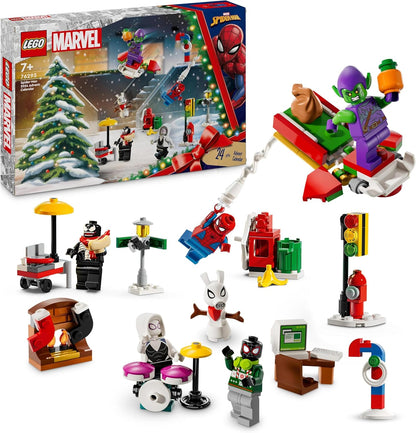 LEGO Calendário do Advento Marvel Spider-Man 2024, brinquedo de contagem regressiva de Natal para crianças, com 24 surpresas de super-heróis, incluindo 5 minifiguras, presente festivo para meninos e meninas de 7 anos ou mais 76293