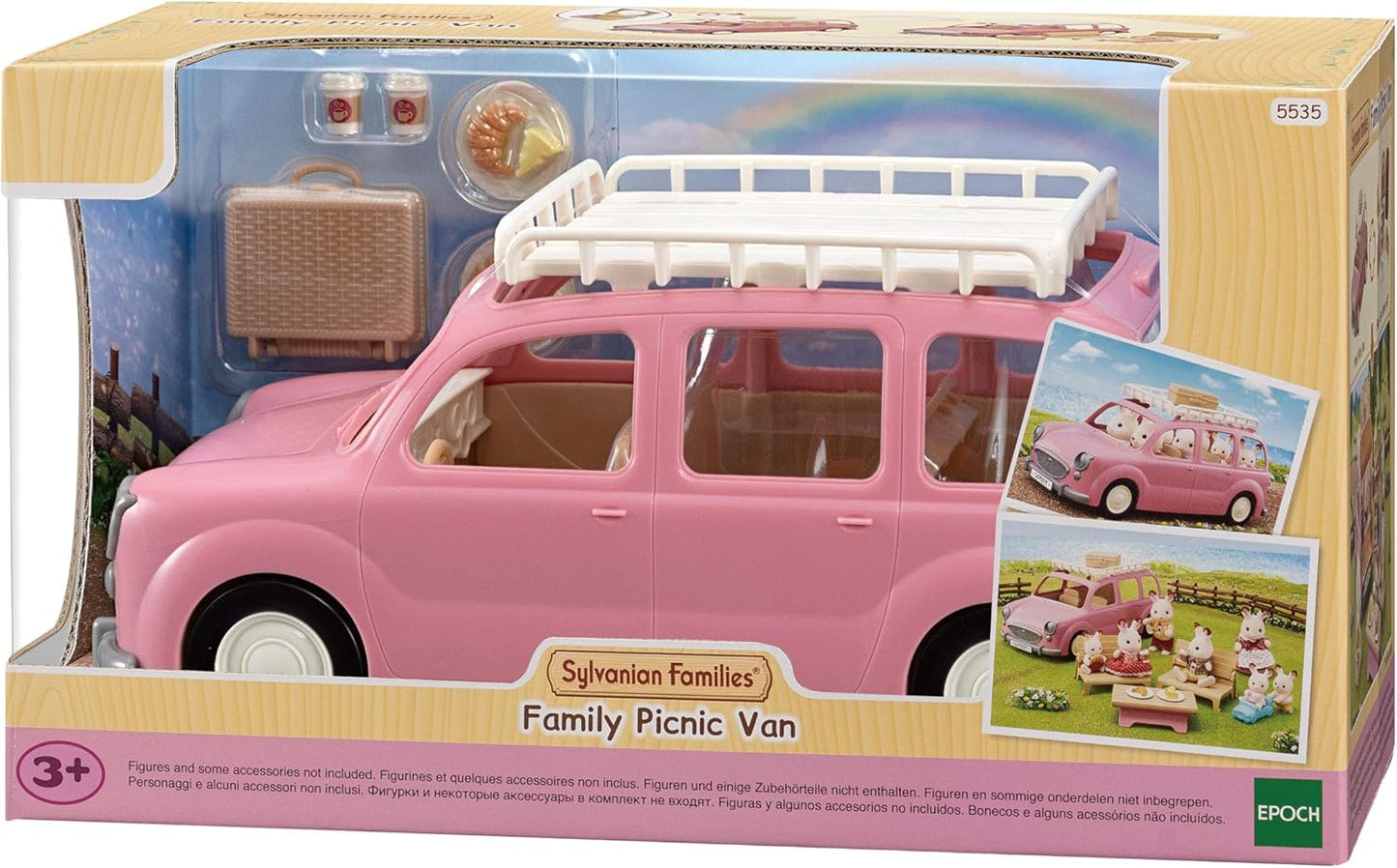 Sylvanian Families 5535 Family Picnic Van - Dollhouse Playsets & L5533 Drillings-Kinderwagen - Puppenhaus Spielset, Multicor, 8,5 x 5,5 x 4 cm