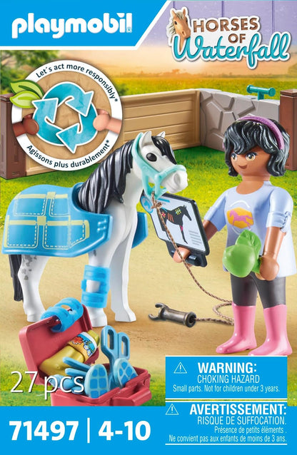 Playmobil 71497 Cavalos da Cachoeira: Horse Therapist, carinho e nutrição para os cavalos, com bandagens e guloseimas saborosas, conjuntos de jogos detalhados adequados para crianças a partir de 4 anos