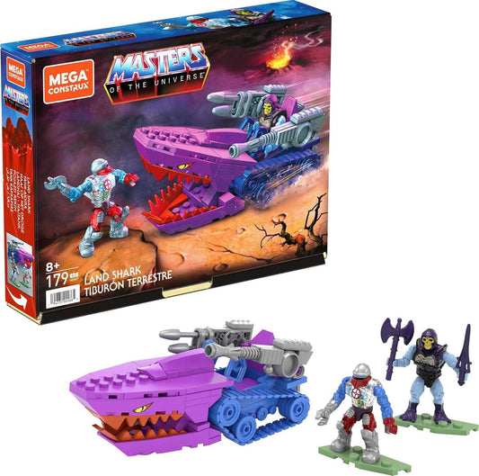 MEGA Construx Masters of the Universe Land Shark - Conjunto de veículos de ataque colecionáveis - Mandíbulas móveis - 2 micro figuras - 178 tijolos - Presente para crianças 8+