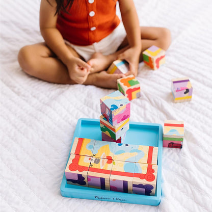 ¡Las pistas de Melissa y Doug Blue y tú! Rompecabezas de madera grueso - alfabeto