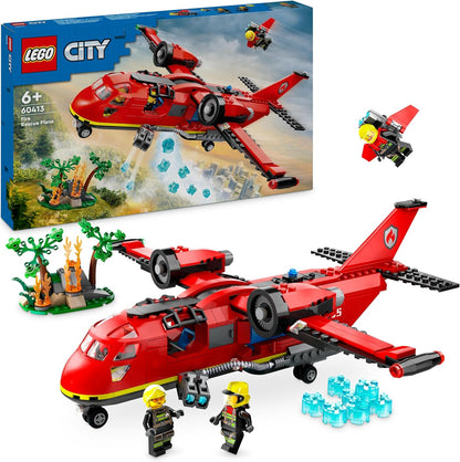 LEGO Brinquedo de avião de resgate de incêndio urbano para meninos, meninas e crianças de 6 anos ou mais que amam brincadeiras imaginativas, conjunto de brinquedos para veículos de emergência de avião inclui 3 minifiguras, ideia de presente de