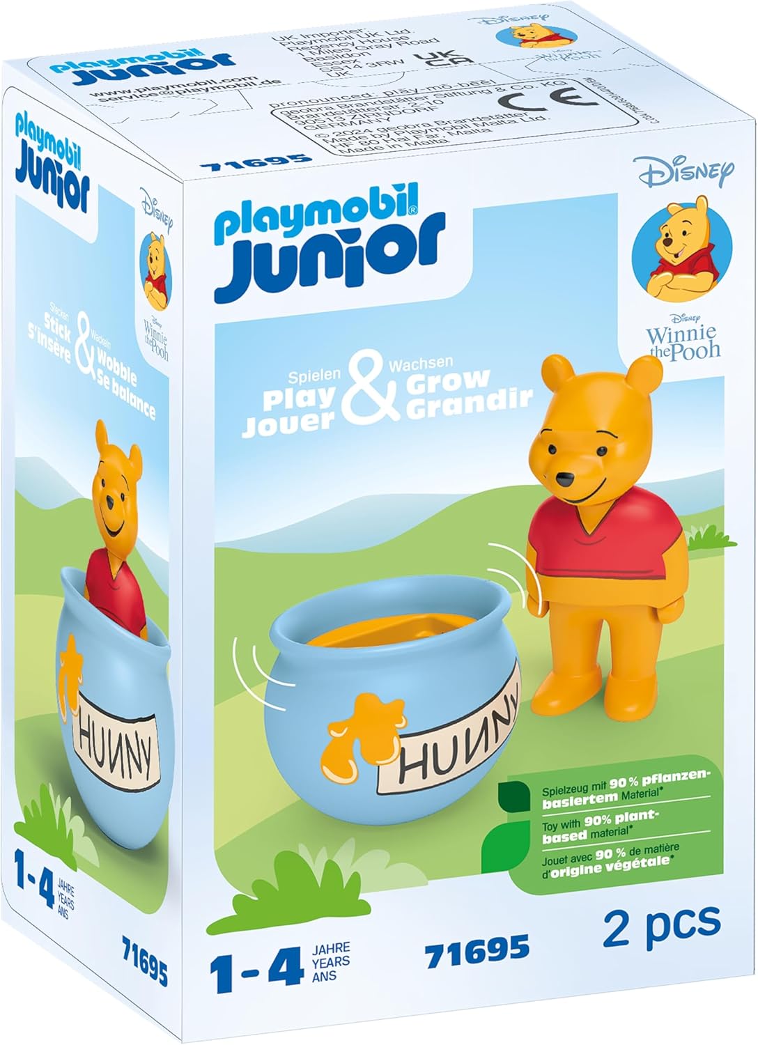 Playmobil 71695 JUNIOR e Disney: Winnie's Counter Balance Honey Pot, Winnie-the-Pooh, feito com mais de 90% de plástico à base de plantas, brinquedo para presente e encenação divertida