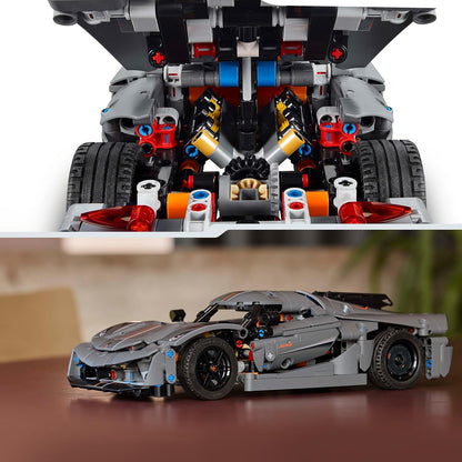 LEGO Technic Koenigsegg Jesko Absolut Grey Hypercar, conjunto de brinquedos de construção de carros de corrida para meninos, meninas e crianças com mais de 10 anos, kit de modelo de veículo montável, introdução à engenharia,