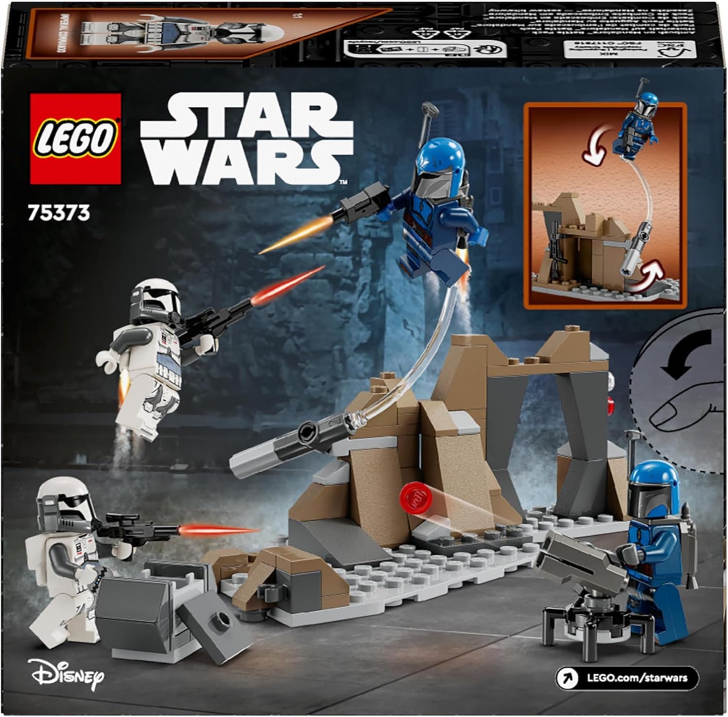 LEGO Star Wars: The Mandalorian Ambush on Mandalore Battle Pack, brinquedo de construção para meninos e meninas de 6 anos ou mais, com minifiguras de 4 personagens, pequeno presente criativo para crianças 75373