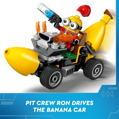 LEGO Despicable Me Minions e Banana Car Toy, cenário de filme para crianças de 6 anos ou mais, meninos e meninas, divertido conjunto de brinquedos para veículos pequenos, presente para fãs de construção criativa 75580