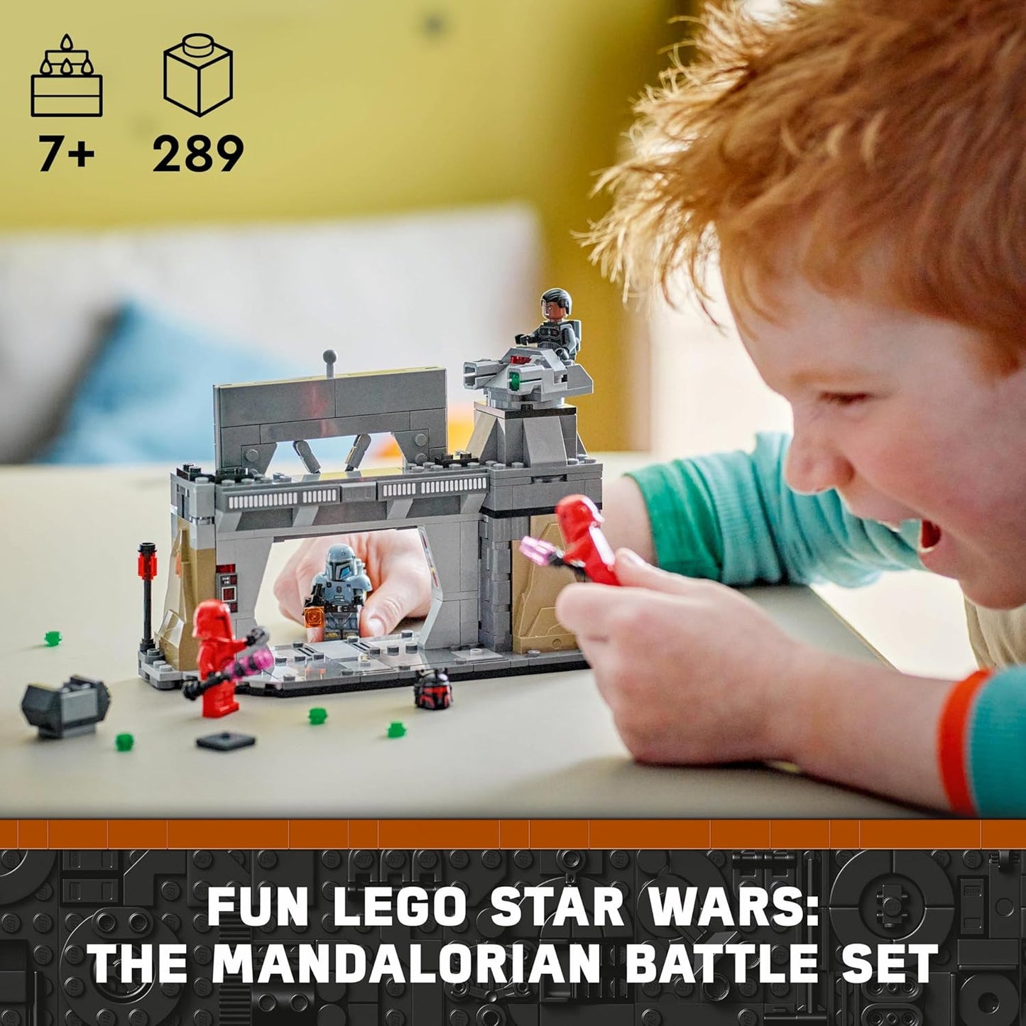 LEGO Star Wars: The Mandalorian Paz Vizsla e Moff Gideon Battle, brinquedo de construção colecionável para crianças, com minifiguras de 4 personagens, ideia criativa de presente para meninos e meninas de 7 anos ou mais 75386