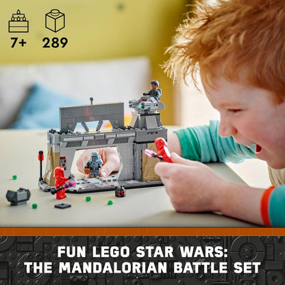 LEGO Star Wars: La batalla mandaloriana entre Paz Vizsla y Moff Gideon, juguete de construcción coleccionable para niños, con 4 minifiguras de personajes, idea de regalo creativa para niños y niñas de 7 años en adelante 75386