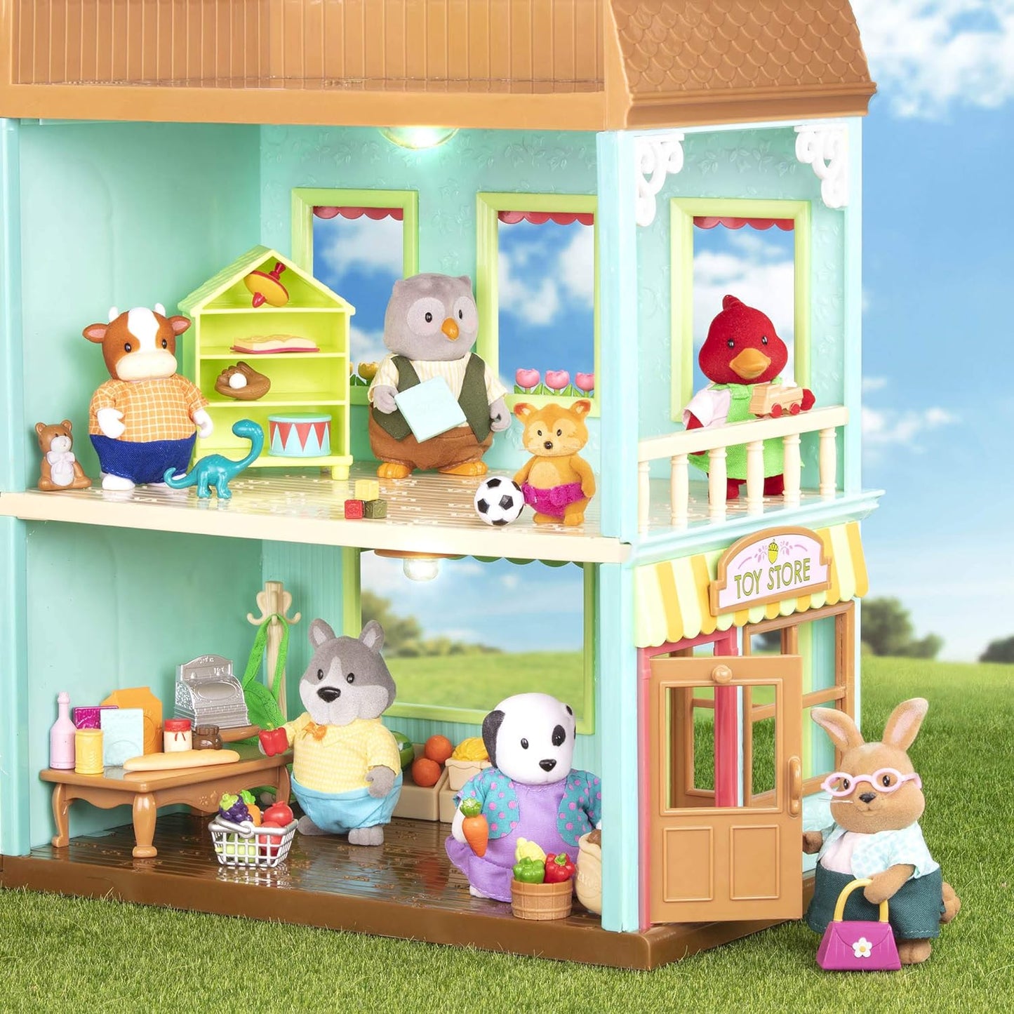 Li'l Woodzeez - Honeysuckle Hillside Cottage - Conjunto de brinquedos de 20 peças com casinha de brinquedo, móveis e acessórios - Casas em miniatura e conjuntos de jogos para crianças de 3 anos ou mais