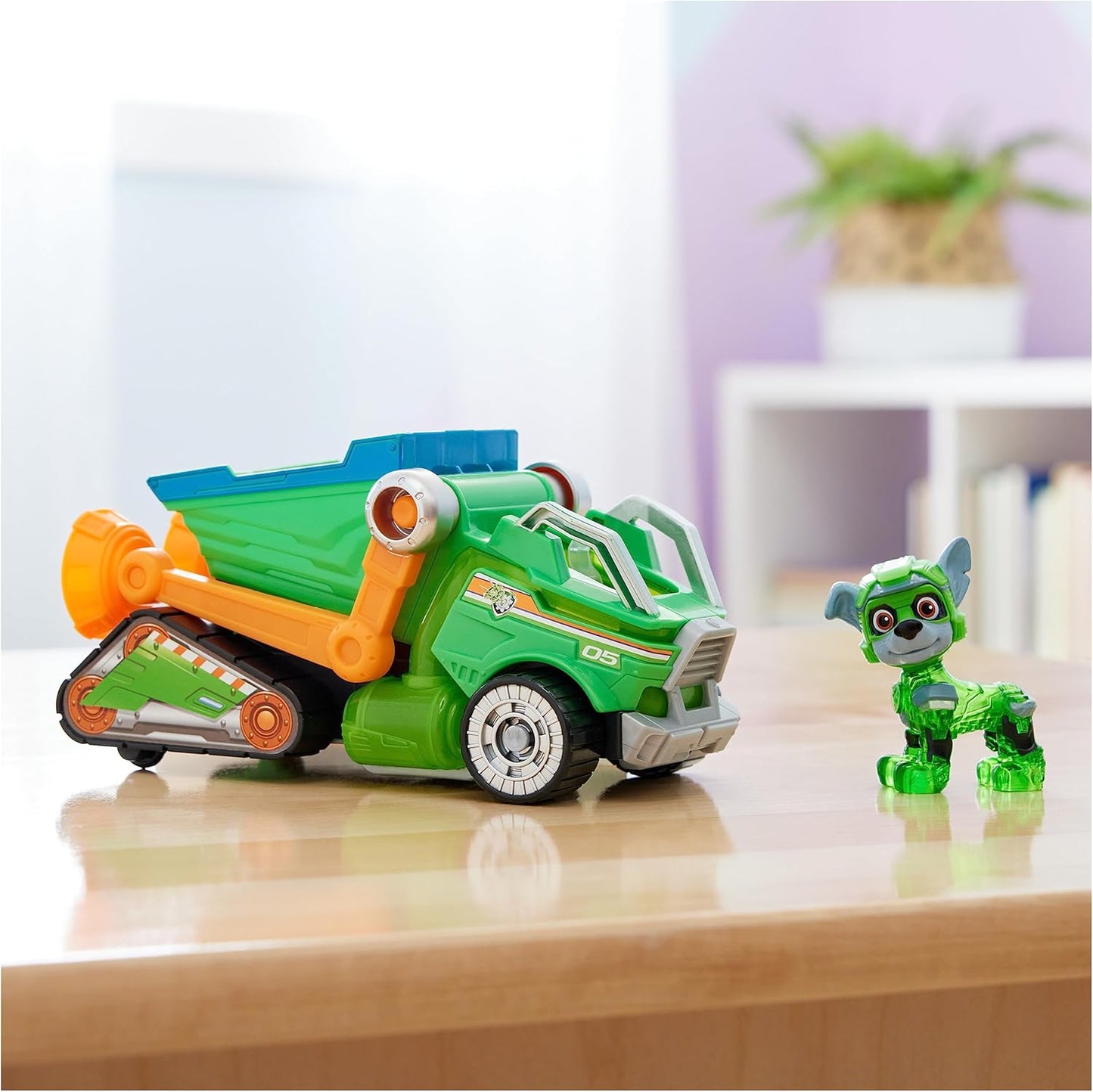 Paw Patrol: The Mighty Movie Toy Recycling Truck com Rocky Mighty Pups bonecos de ação, luzes e sons, brinquedos infantis para meninos e meninas 3+