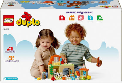 LEGO DUPLO Town Cuidando de Animais na Fazenda Brinquedos para Crianças, Casa de Fazenda com Figuras de Cavalo, Vaca e Frango, Conjunto de Brinquedos de Aprendizagem para Crianças, Meninas e Meninos de 2 anos ou mais 10416