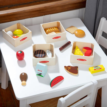 Melissa &amp; Doug Comida de juguete para cortar de madera Juguetes de comida de madera Comida de juguete Comida de juguete Accesorios de cocina 3+ Regalo para niño de 3 años, Regalo para niña de 3 años