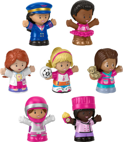 Fisher-Price Little People Barbie Brinquedos para crianças, você pode ser qualquer coisa, pacote de figuras, 7 personagens para brincar de fingir, maiores de 18 meses, HCF58