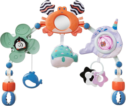 Arco de juguete para cochecito Nuby Ocean Friends - Fácil de usar | Juguetes interactivos para bebés | Adecuado desde el nacimiento