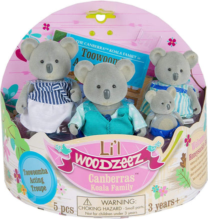 Li’l Woodzeez – Família de esquilos Bushytail – Conjunto de brinquedos de 5 peças com estatuetas de animais em miniatura e livro de histórias – Brinquedos e acessórios de animais para crianças a partir de 3 anos