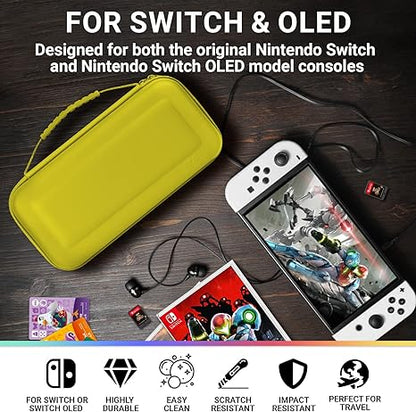 Orzly Estojo de transporte para Nintendo Switch OLED e Switch Console Estojo protetor rígido portátil de viagem Bolsa para console Nintendo Switch e acessórios