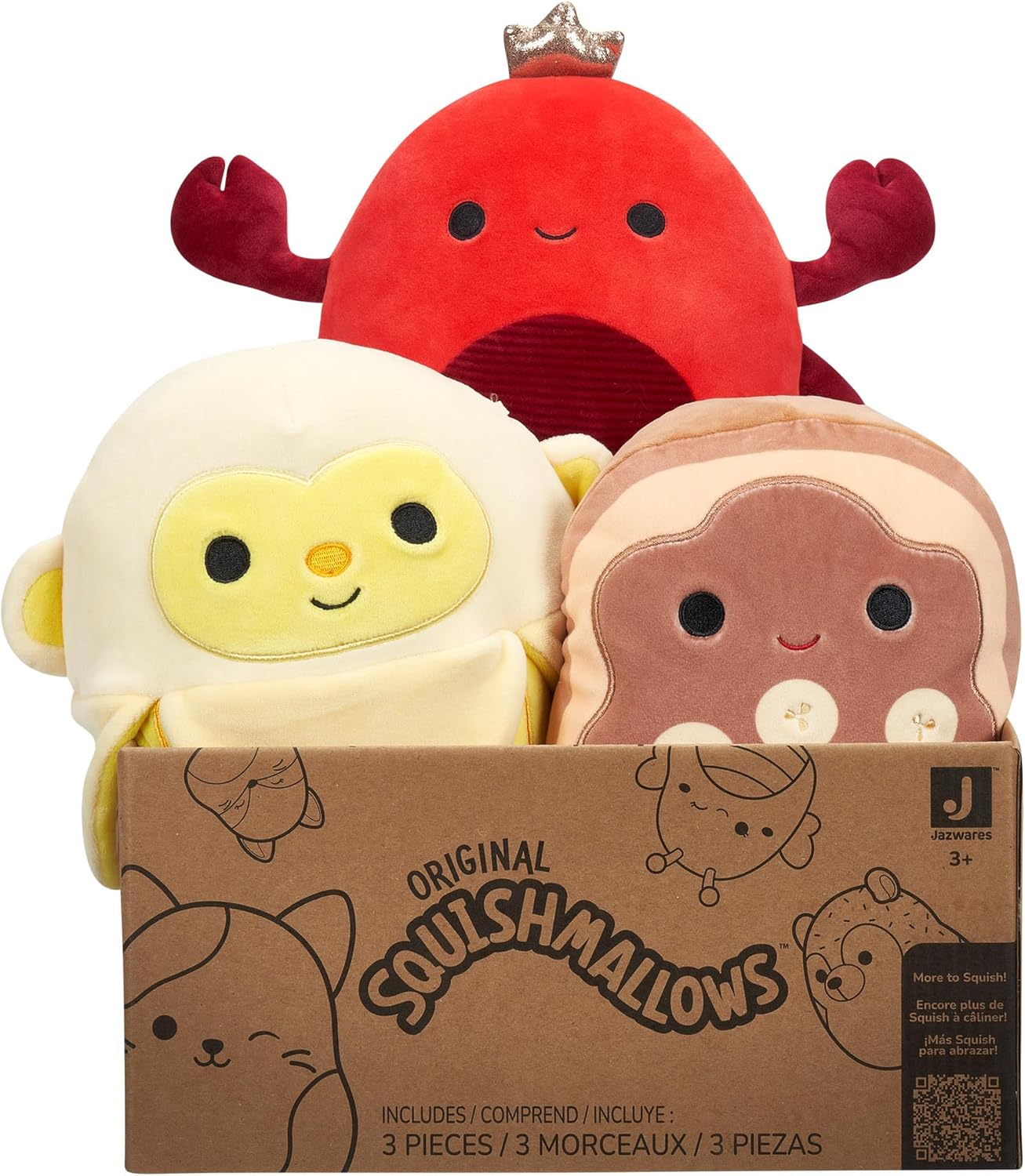 Squishmallows Pacote misterioso original de 8 polegadas pelúcia ultramacia de tamanho pequeno - os estilos variam na caixa surpresa que inclui três originais de 8 polegadas