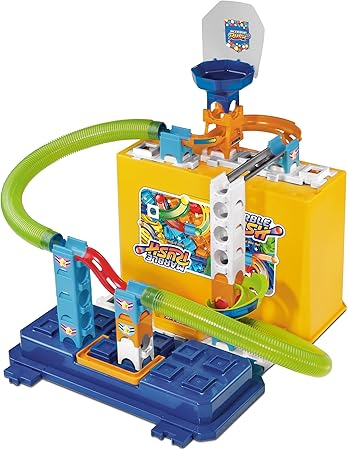 VTech Marble Rush Juego de construcción y caja de almacenamiento, juego de construcción para niños, 5 canicas y 62 piezas de construcción, pista de canicas con lanzador, juguete de construcción, juego de pistas para mayores de 4, 5 y 6 años