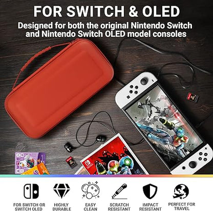 Orzly Estojo de transporte para Nintendo Switch OLED e Switch Console Estojo protetor rígido portátil de viagem Bolsa para console Nintendo Switch e acessórios