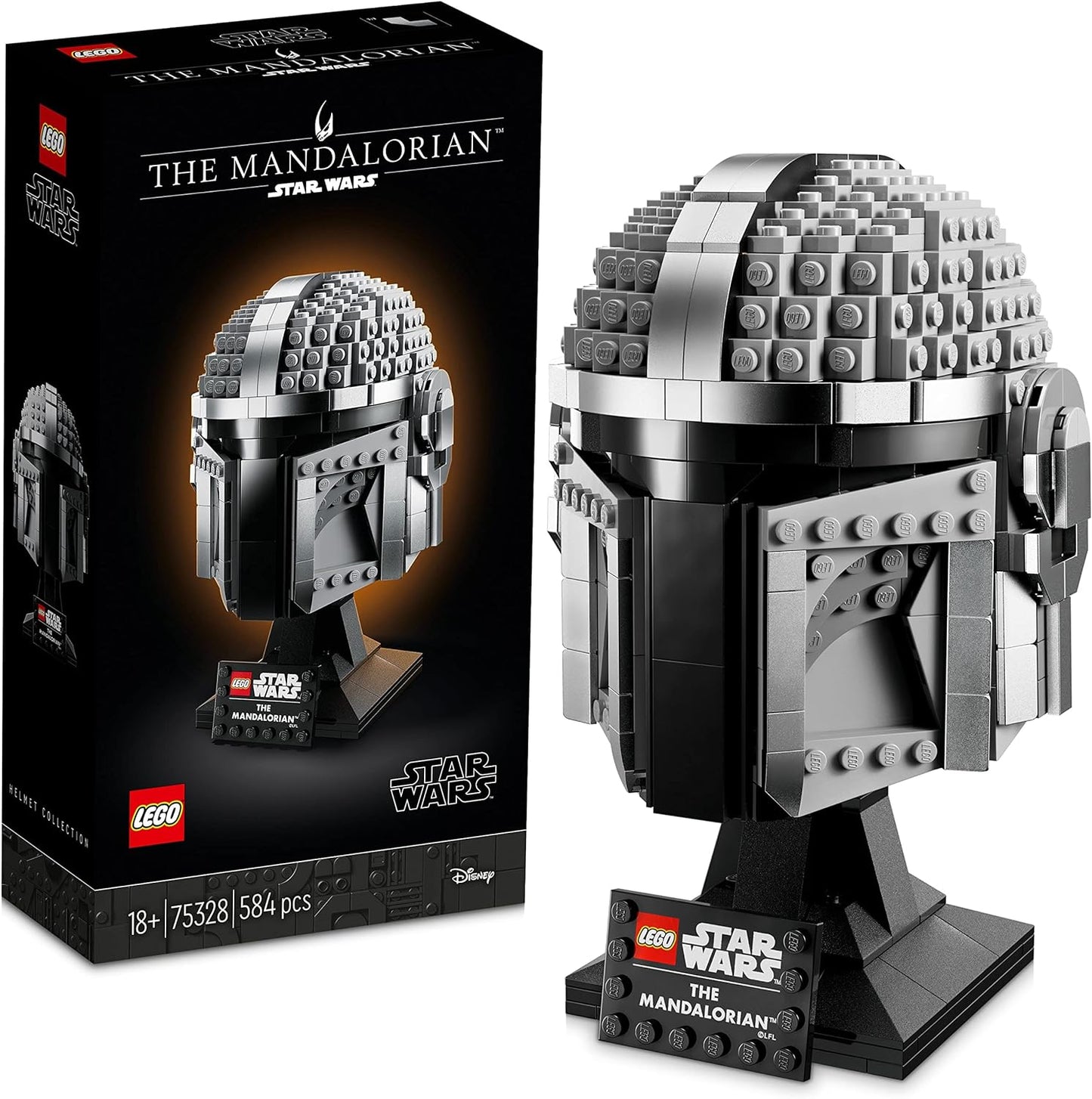 LEGO Kit de construção de modelo de capacete Mandalorian de Star Wars, conjunto de exibição colecionável para adultos, ideia de presente para homens, mulheres, ele ou ela 75328