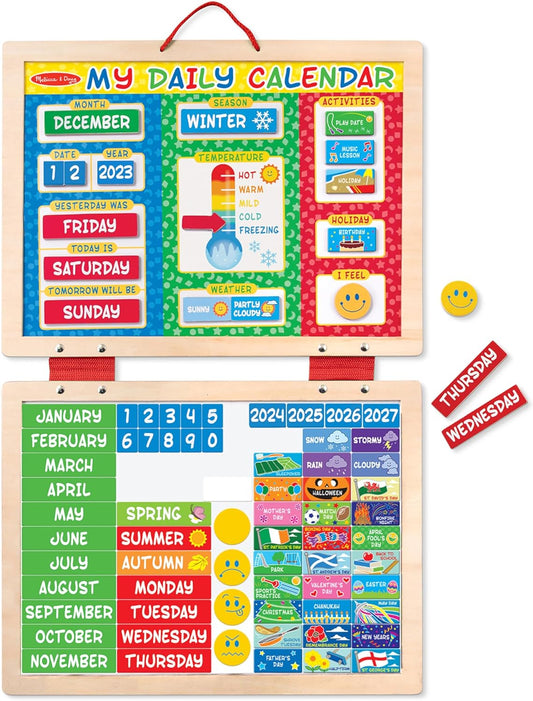 Melissa & Doug meu primeiro calendário magnético diário de madeira para crianças | Brinquedos de madeira | Quadro do Calendário de Desenvolvimento | Brinquedo Educacional | 3+ | Presente para menino ou menina