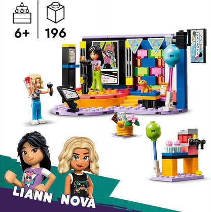 LEGO Conjunto de festa musical de karaokê Friends, brinquedo musical para meninas, meninos e crianças de 6 anos ou mais que amam cantar, finja brincar com personagens de miniboneca Nova e Liann, além de microfones, ideia de presente 42610