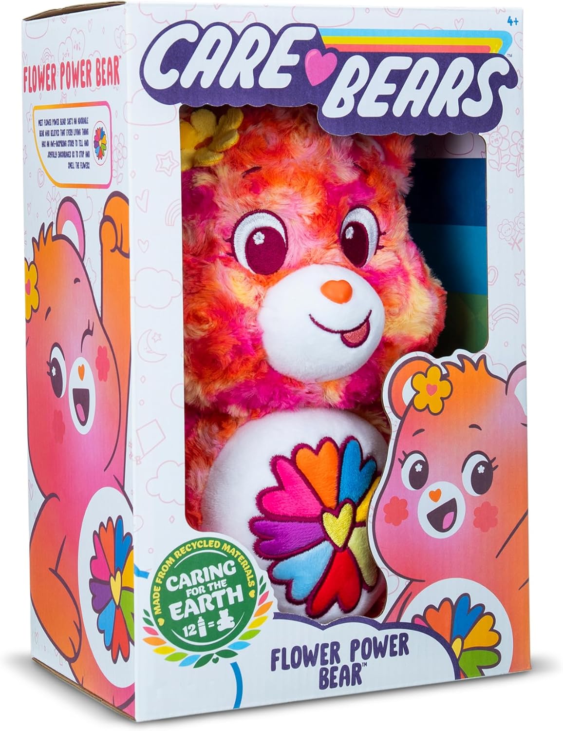 Care Bears, Flower Power Bear 35cm Peluche mediano, Respetuoso con el medio ambiente, Peluches coleccionables para niños, Peluches para niñas y niños, Lindos peluches adecuados para niñas y niños a partir de 4 años