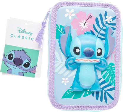 Disney Estojo de Lápis Cheio com Papelaria para Crianças, Material Escolar Lápis de Cor, Marcadores - Presentes para Meninas (Blue Frozen Double Zip)