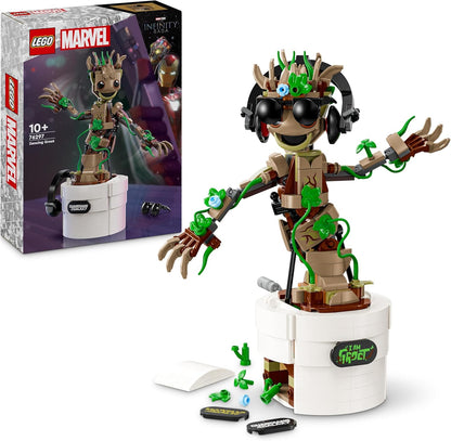 LEGO Marvel Dancing Groot Brinquedo animado para construir, personagem dos Guardiões da Galáxia, conjunto interativo manual para crianças, presente de super-herói para meninos e meninas com mais de 10 anos