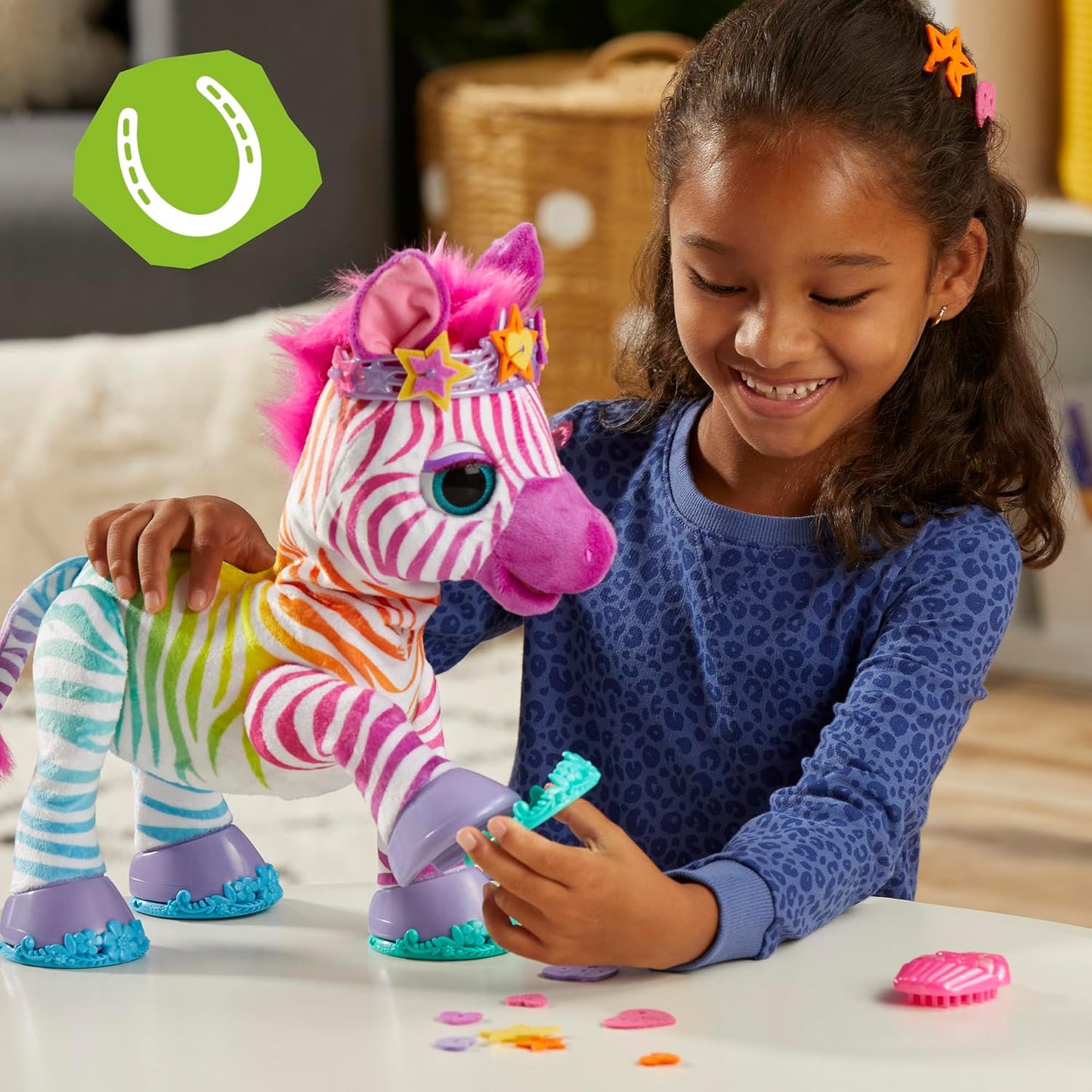 Brinquedo FurReal Zenya My Rainbow Zebra, brinquedos interativos para animais de estimação para meninas e meninos de 4 anos e mais