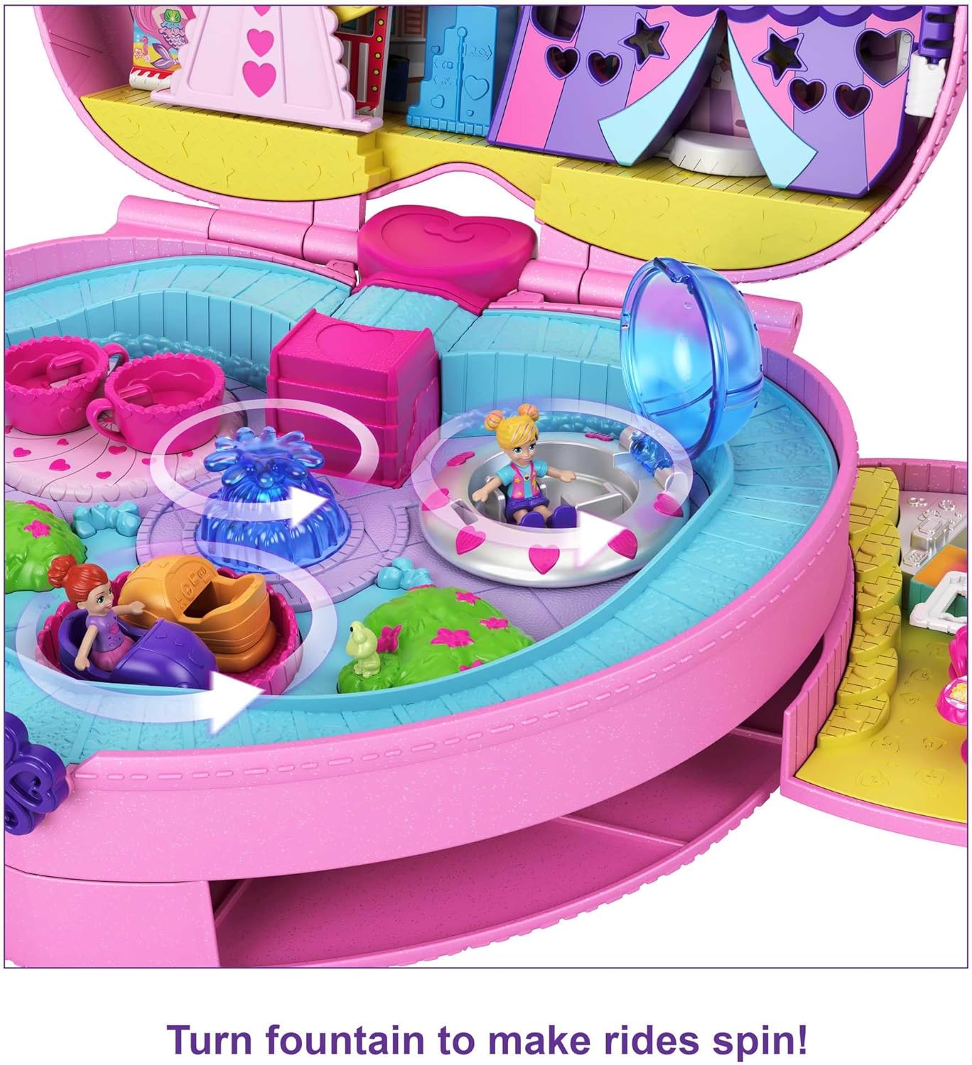 Polly Pocket Mochila Theme Park compacta com 2 bonecas, acessórios e diversas atividades