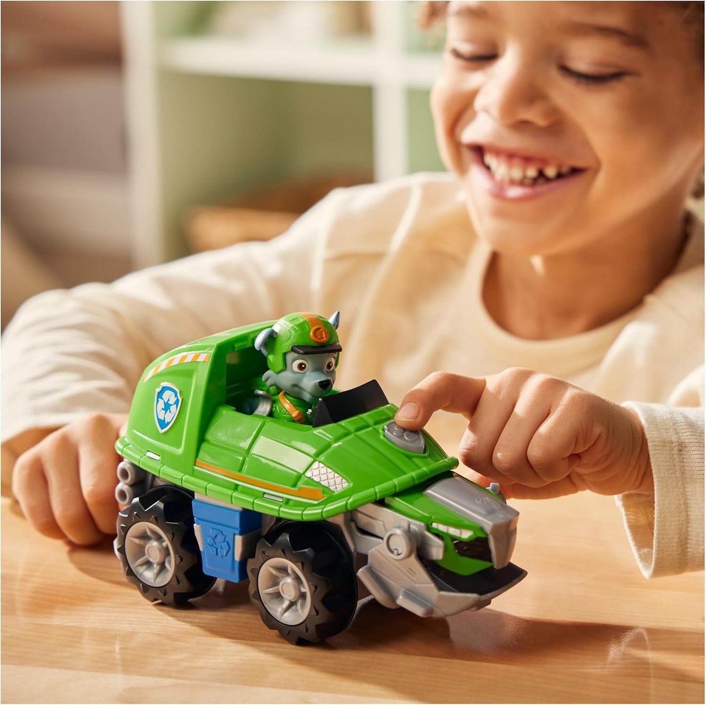 Paw Patrol Jungle Pups, veículo Rocky Snapping Turtle, caminhão de brinquedo com figura de ação colecionável, brinquedos infantis para meninos e meninas de 3 anos ou mais