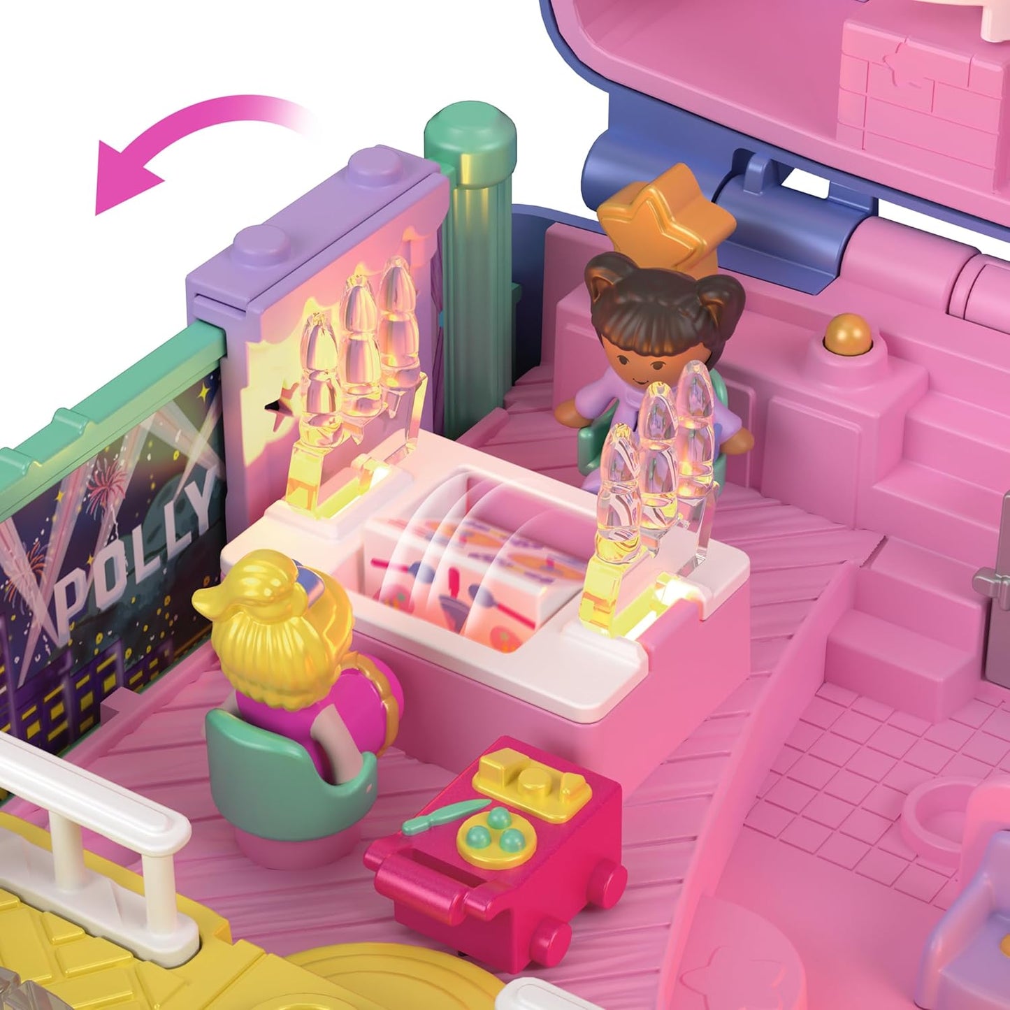 Polly Pocket Collector compacto com 3 micro bonecas, Heritage Keepsake Collection Starlight Dinner Party