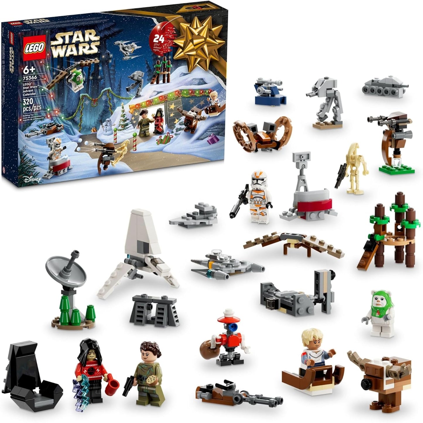 LEGO Star Wars 2023 Calendário do Advento 75366 Idéia de presente de contagem regressiva para o feriado de Natal com 9 personagens de Star Wars e 15 mini brinquedos de construção, descubra novas experiências e surpresas colecionáveis diárias