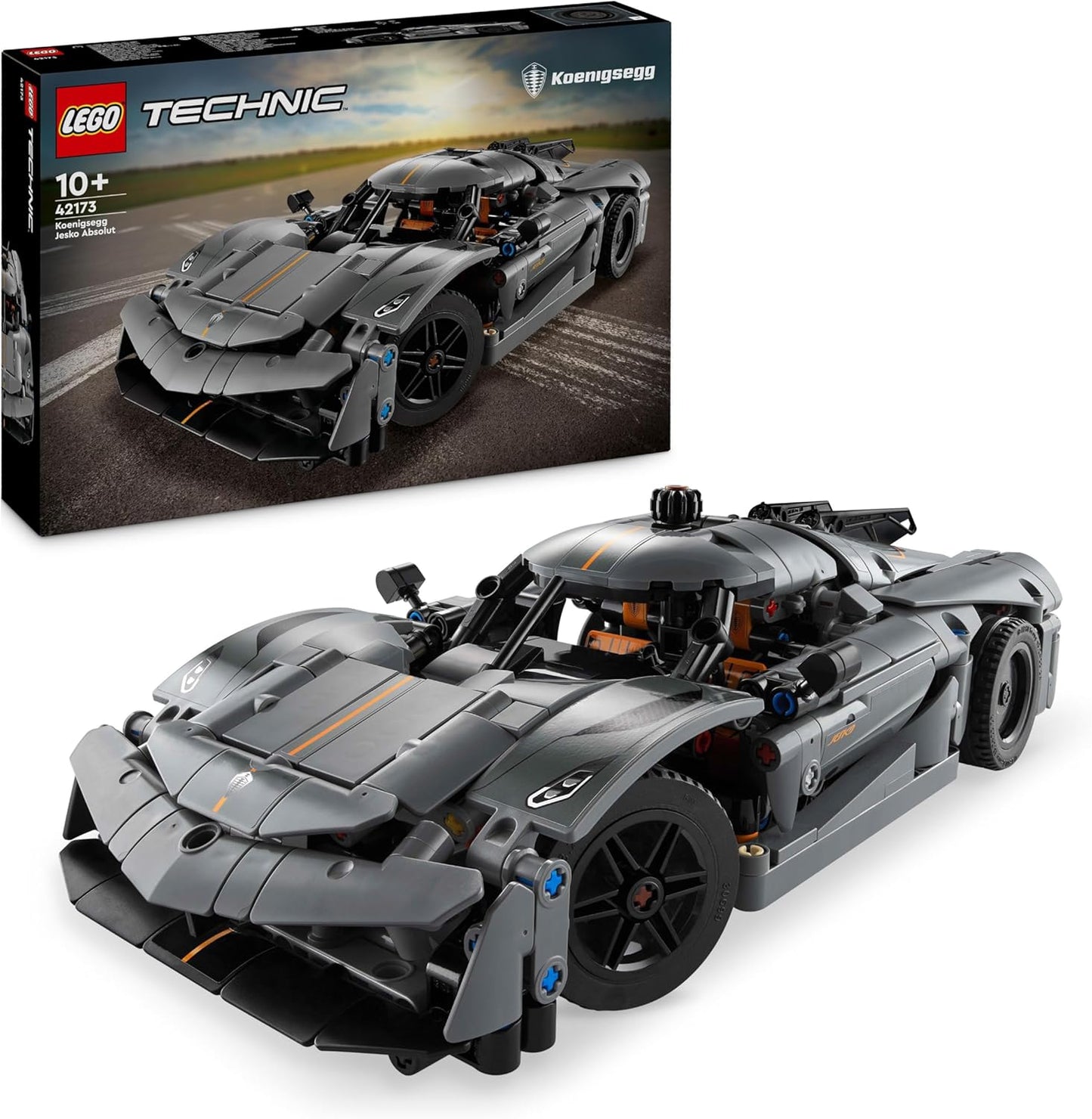 LEGO Technic Koenigsegg Jesko Absolut Grey Hypercar, conjunto de brinquedos de construção de carros de corrida para meninos, meninas e crianças com mais de 10 anos, kit de modelo de veículo montável, introdução à engenharia,