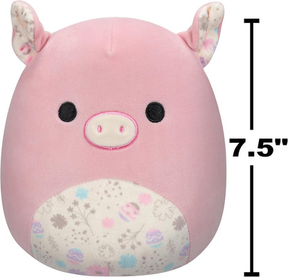 Squishmallows originais de 7,5 polegadas - Squishmallows de Páscoa - Peter the Pig com barriga estampada de Páscoa