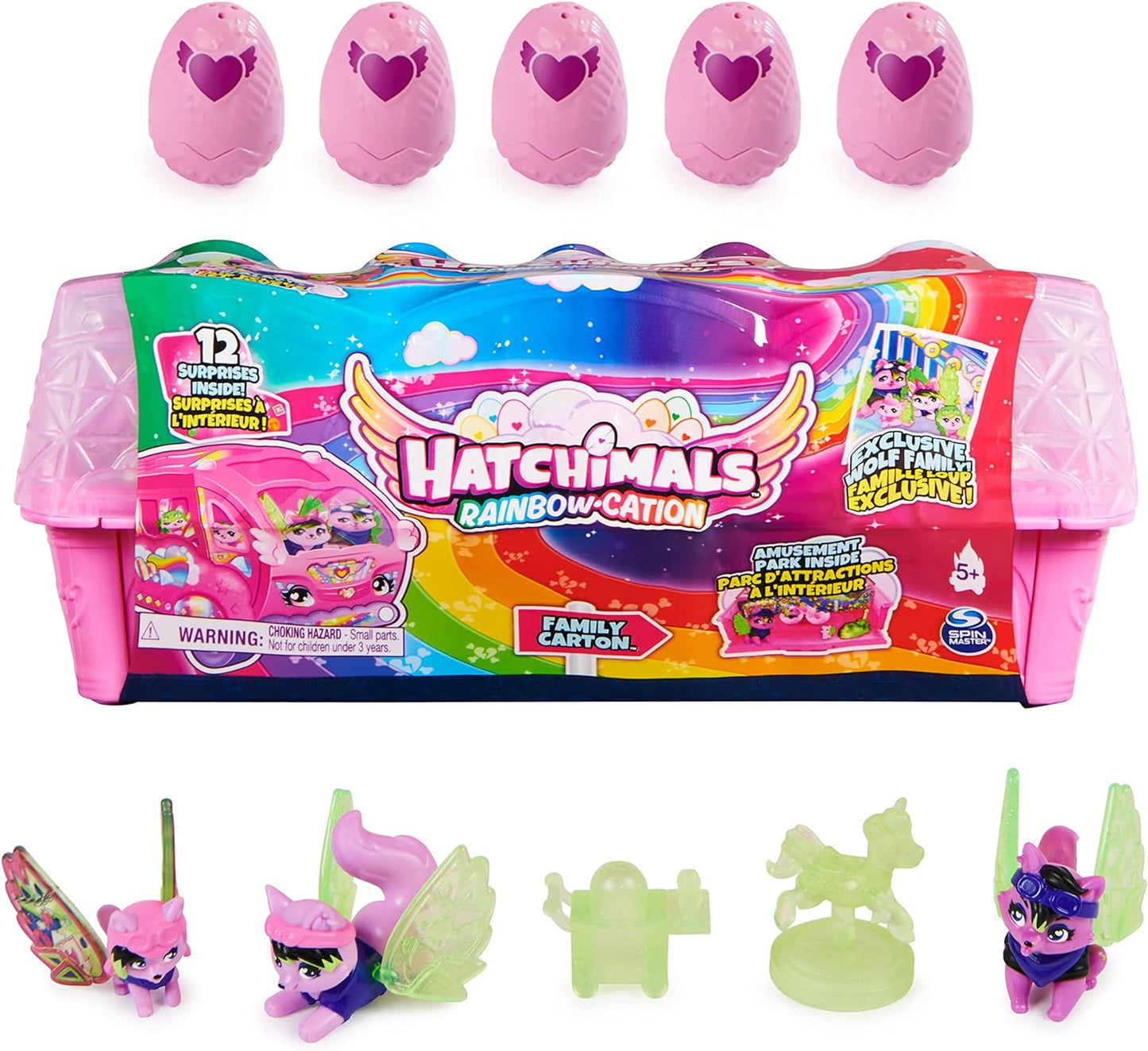 Hatchimals CollEGGtibles, desenho animado da família do lobo arco-íris com conjunto surpresa, 10 personagens, 2 acessórios, brinquedos infantis para meninas de 5 anos ou mais