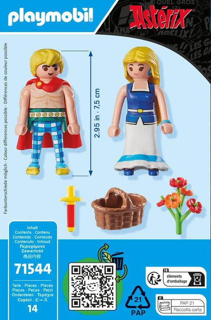 Playmobil 71544 Asterix: Tragicomix e Panacea, casal querido do universo Asterix, incluindo buquê de flores, espada e muito mais, conjuntos de jogos imaginativos adequados para crianças a partir de 5 anos