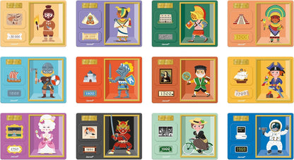 Janod - Magnéti'Book History - Jogo educativo de 60 ímãs com 12 cartas modelo - Brinquedo infantil de papelão FSC - Desenvolve habilidades motoras finas e imaginação - 3 anos +