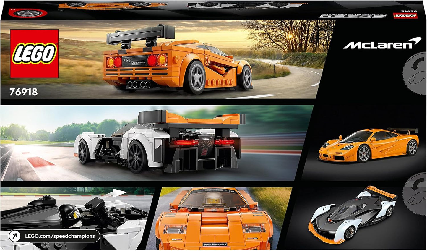 LEGO Speed ​​Champions McLaren Solus GT y McLaren F1 LM Set, 2 icónicos coches de carreras de juguete para niños y niñas a partir de 9 años, kit de construcción de modelos Hypercar, regalo coleccionable para niños 76918