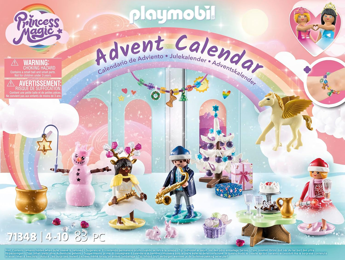 PlayMOBIL 71348: Calendario de Adviento Navidad bajo el arco iris, Fiesta con princesas, 24 días hasta Navidad, Regalos, Juguete coleccionable, Juego de rol divertido e imaginativo, Juegos aptos para niños a partir de 4 años