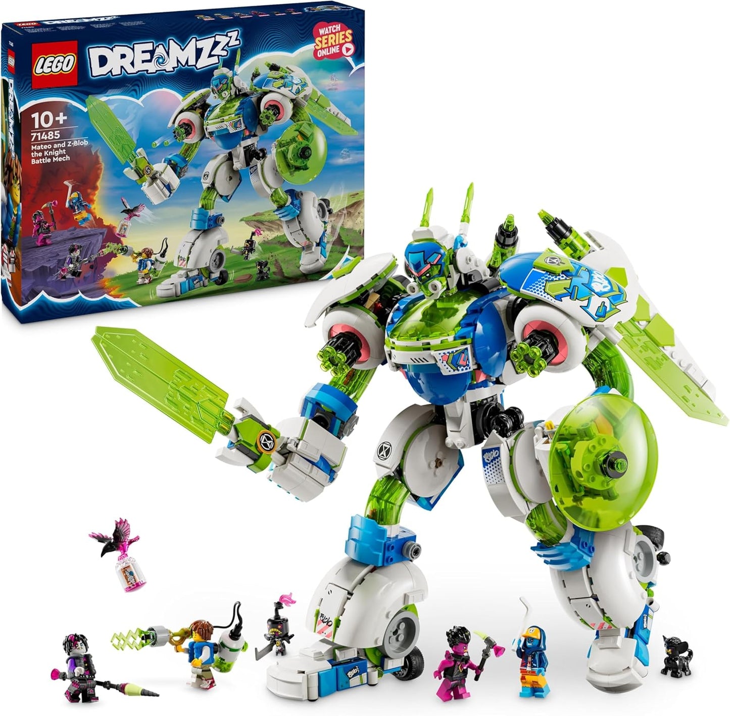 LEGO DREAMZzz Mateo e Z-Blob, o Cavaleiro Battle Mech Set, brinquedo do ônibus espacial reconstrói em 3 figuras de ação de robô diferentes para meninos e meninas, presente de aniversário de fantasia para crianças a partir de 10 anos